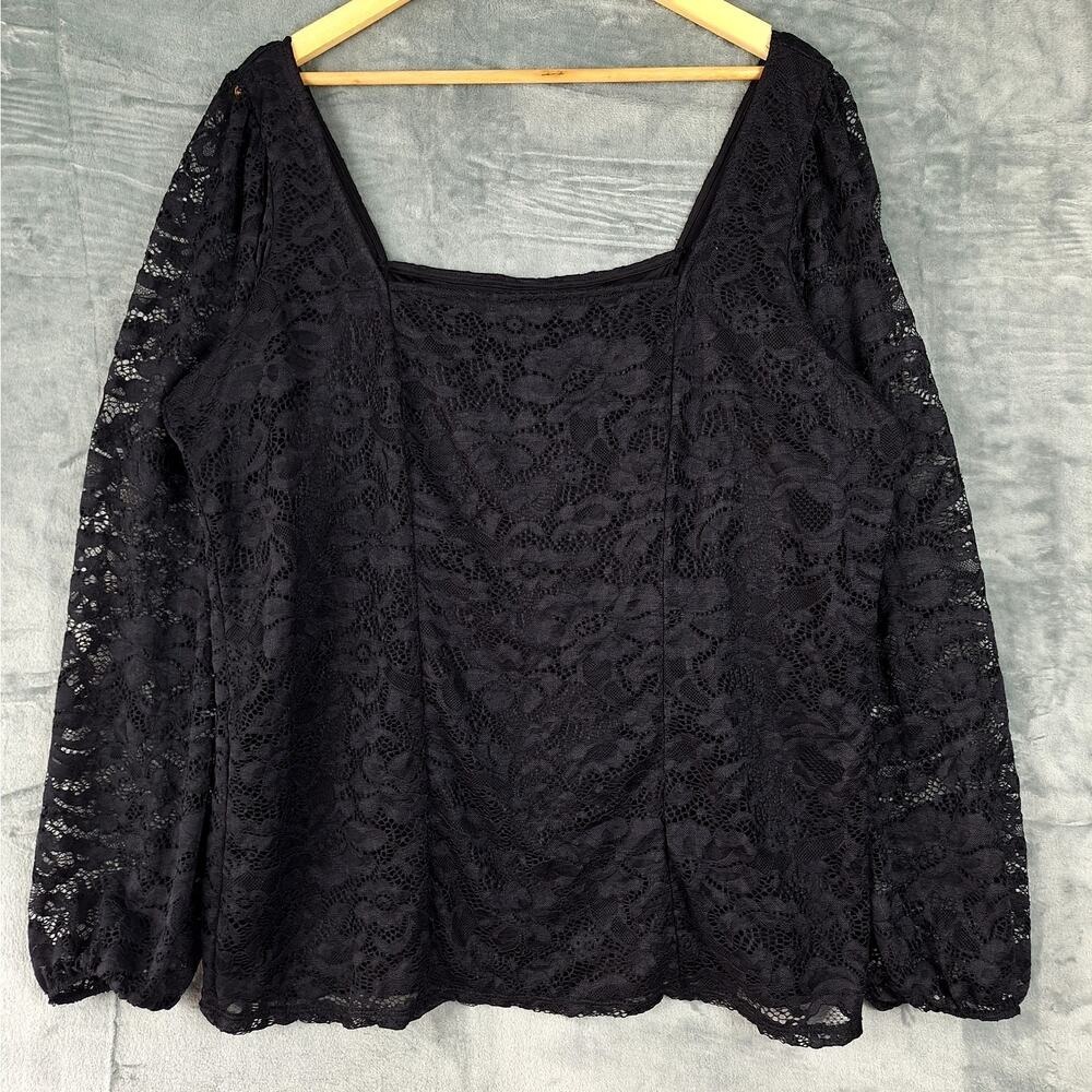 Torrid Top 3X Black Whimsigoth Dark Floral Lace Sheer Fairy Grunge Goth Coquette
